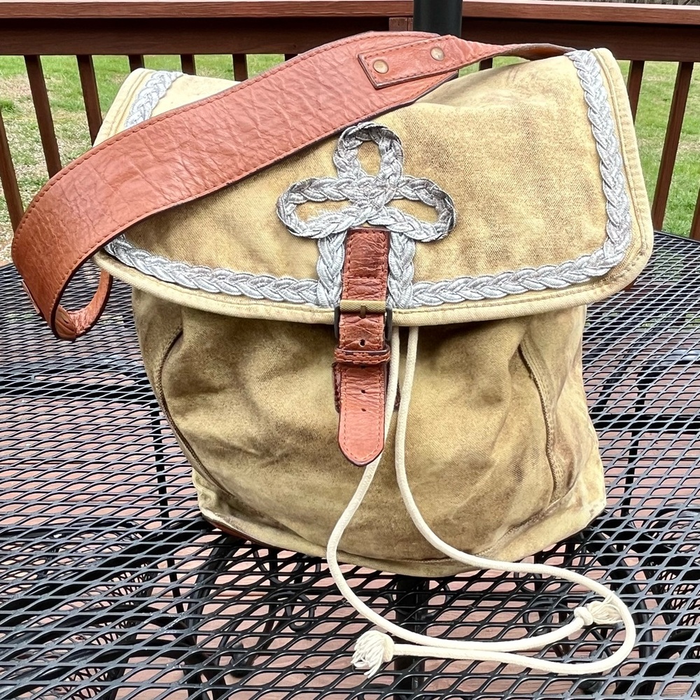Free People Washed Canvas and Leather Anchorage Tote Bag.